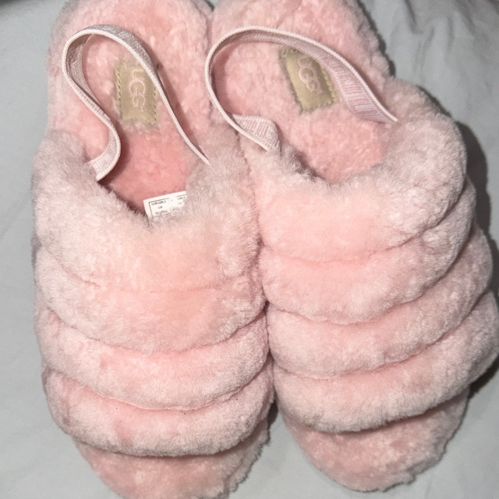 UGG Soft Pink Fluffy Slippers